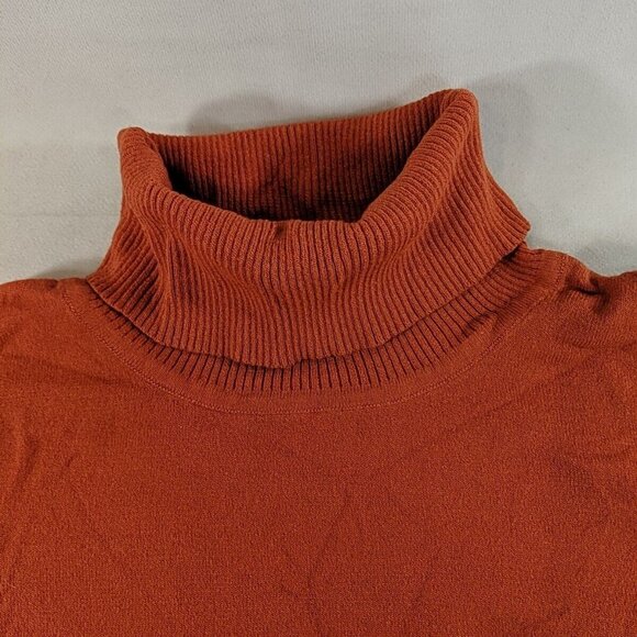 Anne Klein Short Sleeve Turtleneck Knit Sweater Shirt Orange XL Extra Large - Picture 2 of 9